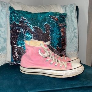 Pink high top converse